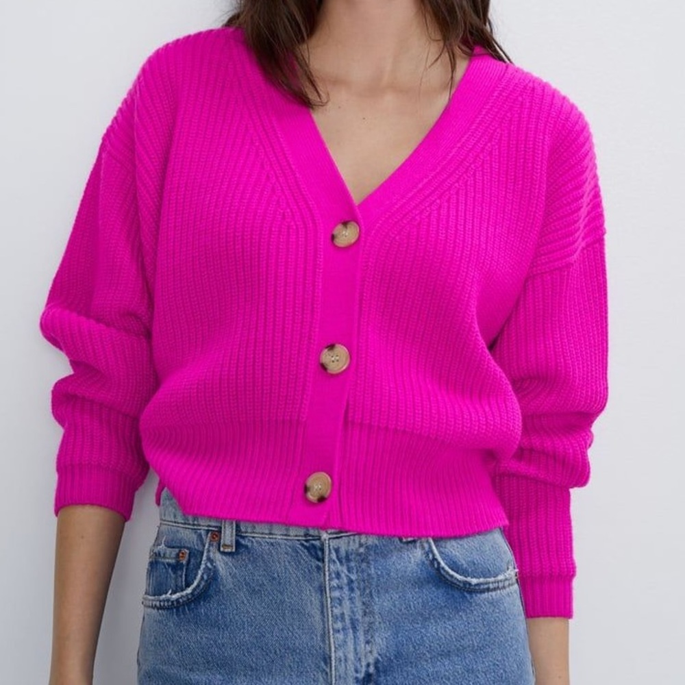 ZARA--KNIT JACKET WITH BUTTONS TRF